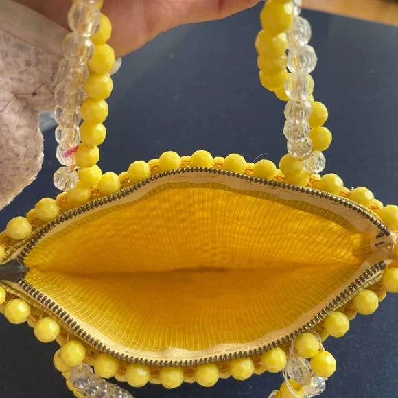Yellow beaded purse beaded mini bag - Picture 5 of 5